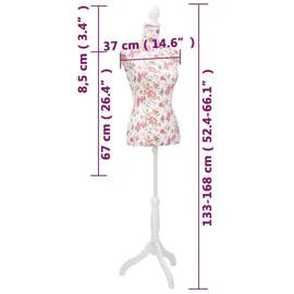 vidaXL Damenbüste Schneiderpuppe Büste Torso Mannequin Baumwolle Weiß Rose