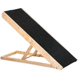 Haustierrampe mit rutschfestem Teppich verstellbarer Haustierleiter Hunderampe für großen Hund Kiefernholz Polyester Schwarz+Naturholz 90B x 40T x