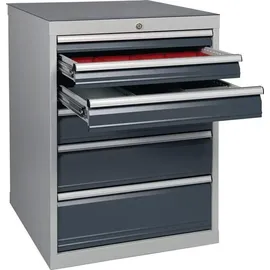 Bedrunka & Hirth Schubladenschrank H1019xB705xT736mm lichtgrau/anthrazitgrau 6 Schubl.
