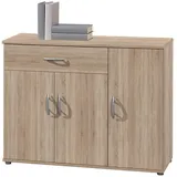 Bega Kommode - Sonoma Eiche - 3 Türen, - 90 cm Sideboard Anrichte Beistellschrank