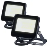 Luminea Wetterfester Mini-LED-Fluter, 10 W, 945 lm, IP65, 3.000 K, 2er-Set