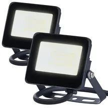 Luminea Wetterfester Mini-LED-Fluter, 10 W, 945 lm, IP65, 3.000 K, 2er-Set