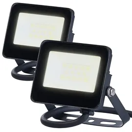Luminea Wetterfester Mini-LED-Fluter, 10 W, 945 lm, IP65, 3.000 K, 2er-Set