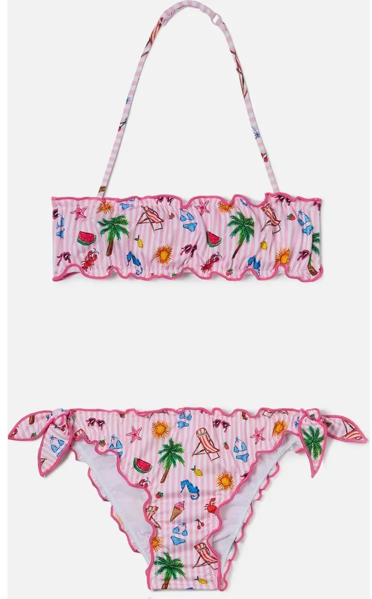 MC2 Saint Barth EMY Bandeau Frou Frou Bikini summer sketch stripes 21 (03374L) 6 yrs