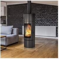 Kratki Kaminofen Kaminofen Kratki ANTARES 10 kW grau, modernes und zeitloses Design, (2-tlg)