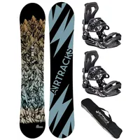 Airtracks Snowboard-Set Herren Snowboard Wide Mountain Lines Freestyle Freeride 156 - Snowboard Bindung Master L - SB Bag