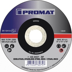 Schruppscheibe D125xS6mm gekröpft Universal Bohrung 22,23 mm PROMAT
