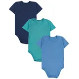 TupTam Kinder Unisex Kurzarm Body Baumwolle 3er Set, Farbe: Jeansblau/Dunkelblau/Dunkelgrün, Größe: 122 - 122