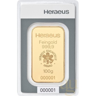 100 Gramm Goldbarren Heraeus