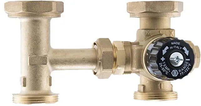 Barberi Kit bestehend aus Thermostatischem Mischventil, Pumpenanschluss und T-Stück im Rücklauf - 30–60 C° G 1 1/2'' AG-G 1 1/2'' ÜWM