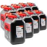 KOVA 8x Benzinkanister 10L SCHWARZ Kunststoff Dieselkanister Reservekanister Kraftstoffkanister 10 Liter Wasserkanister für Benzin Diesel Wasser AdBlue 10-Liter-Kanister & Außgießer 10 ltr Petrol Can