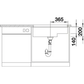 Blanco Subline 700-U rechts Einbauspüle vulkangrau Handbetätigung 730 x 460 mm