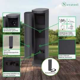 Novatool Steckdosenturm 2-fach 0 m Anthrazit 4 St.