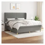 vidaXL Boxspringbett mit Matratze Dunkelgrau 180x200 cm Stoff