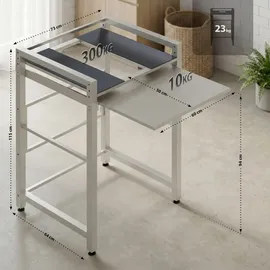 deluke Waschmaschinenregal KLAUS mit Ausziehboden 73x64x115cm, Metall, Weiß Waschmaschinenuntergestell Waschmaschine Trockner Stapelgestell