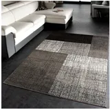 Paco Home Designer Teppich Modern Kariert Kurzflor Design Meliert In Grau Creme Braun, Grösse:160x230 cm