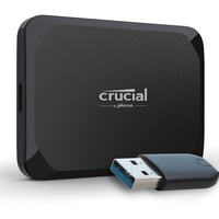 Crucial X9 1TB Portable SSD mit USB-A Adapter - bis zu 1050MB/s - PC und Mac, mit Mylio Photos+, USB-C 3.2 Externes Solid State Laufwerk - CT1000X9SSD902