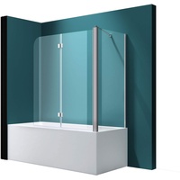 Mai & Mai Duschwand für Badewanne Badewannenfaltwand 6mm Sicherheitsglas mit NANO-Versiegelung Duschabtrennung Badewannen-Aufsatz Wandanschlag rechts BTH: 80x120x140cm