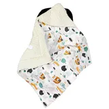 TupTam Baby Winter Einschlagdecke für Babyschale Wattiert Minky Baumwolle Universal, Farbe: Hellbraun/Wald beige, Größe: Einheitsgröße
