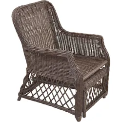 Rattanstuhl HOME AFFAIRE, braun, B:67cm H:91cm T:75cm, Der Rattansessel von Home affaire punktet mit ausziehbarem Fußteil und sorgt so für behagliche Momente. Darauf lassen sich bequem die Beine hochlegen, wodurch in den eigenen vier Wänden ein Ort der Entspannung entsteht. Bei Nichtnutzung kann der Hocker einfach platzsparend wieder unter den Sitz geschoben werden. Als weiterer Pluspunkt erweist sich das schöne Rattan, das den ansprechenden Landhausstil gekonnt unterstreicht. Bei Bedarf kann noch ein passendes Kissen dazu bestellt werden. Zudem ist der Sessel in Handarbeit gefertigt und überzeugt mit pflegeleichten Oberflächen. Ob beim Ausruhen, Lesen oder Fernsehen: auf dem Home affaire Rattansessel mit ausziehbarem Fußteil lassen sich erholsame Stunden verbringen., Stühle, Handarbeit, Maße (B/T/H): (67/75/91)