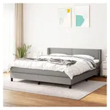 Lattenrost mit Matratze, hellgrau, 180 x 200 cm, Stoff, Plattformbett, mit Lattenhalter, einfache Montage für Schlafzimmer, Erwachsene