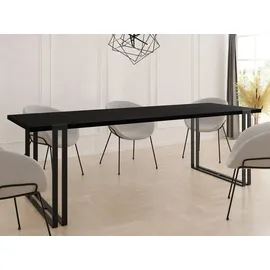 egen micha kliszczun Ausziehbarer Esstisch - Großer Tisch im Loft-Stil mit Schwarze Metallbeinen 140 bis 240 cm - Industrietisch für das Wohnzimmer - Spacesaver - Sch... - Schwarz