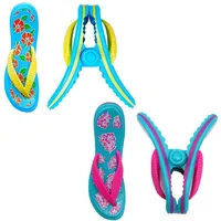 TRIXES 4-teilige, neuartige Flip-Flop-Strandtuchklammern – sichere Sonnenliegen-Reiseklammern für den