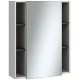 Vicco Badspiegelschrank Gerta, Grau/Schwarz, 65 x 80 cm mit Tür und offenen Fächern