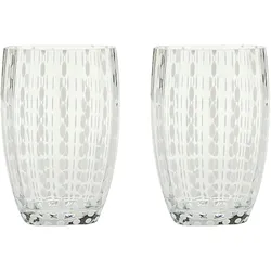 Zafferano Perle Transparentes Glas – mundgeblasenes farbiges Glas, 32 cl, handgefertigt – Set mit 2 handgefertigten Bechern für Wasser oder Cocktails