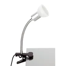 Trango LED Klemmleuchte, 2989-016 LED Klemmleuchte *EASY* inkl. 1x 3 Watt GU10 3000K warmweiß LED Leuchtmittel Tischlampe I Leseleuchte I Clip Lampe mit weißem Glas Lampenschirm, Klemmspot I Nachtlicht I Schreibtischlampe weiß