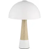 Nowa Tischlampe Pilz Holzoptik Nachttischlampe Tischleuchte Pilzdesign Schlafzimmerlampe, Metall Sandfarben, 1x E27, DxH 25 x 36,5