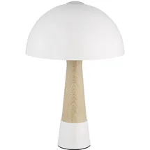 Nowa Tischlampe Pilz Holzoptik Nachttischlampe Tischleuchte Pilzdesign Schlafzimmerlampe, Metall Sandfarben, 1x E27, DxH 25 x 36,5