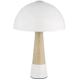 Nowa Tischlampe Pilz Holzoptik Nachttischlampe Tischleuchte Pilzdesign Schlafzimmerlampe, Metall Sandfarben, 1x E27, DxH 25 x 36,5