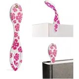 Bookchair Flexilight Leselicht Pink Flowers – Weißes 2-in-1 LED-Leselicht