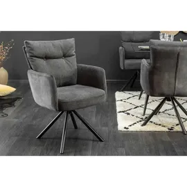 Riess-Ambiente BIG GEORGE - drehbar anthrazit Samt Strukturstoff Armlehnenstuhl Federkern Esszimmer
