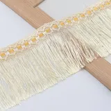 Whakano 1 Meter 10cm Fransenborte Fransen Spitzenband,Fransenband Stoffbordüre,Meterware,Dekoband Zierband Dekoborte,für DIY Nähen Basteln,Kostüme,Kleidung,Vorhänge,Sofa,Handwerk Dekoration,Beige