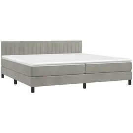vidaXL Boxspringbett mit Matratze & LED Hellgrau 200x200 cm Samt