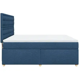 vidaXL Boxspringbett mit Matratze Blau 180x200 cm Stoff