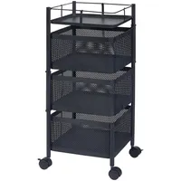 [en.casa] Rollwagen Sunndal mit 3 Ebenen 64,5x27x27cm Schwarz