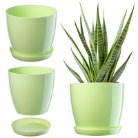 Kadax Blumentopf mit Untersetzer, aus Kunststoff, rund, 12 cm,