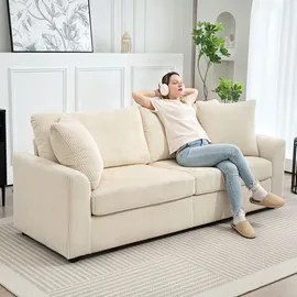 Homcom 3-Sitzer-Sofa-212L x 80B x 88H cm-Cremeweiß | Gr.: onesize