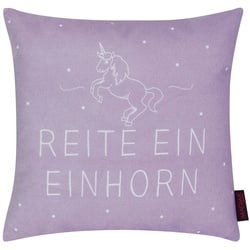 Magma Heimtex Dekokissen DREAMS – 40 x 40 cm Reite ein Einhorn, Einhorn lila