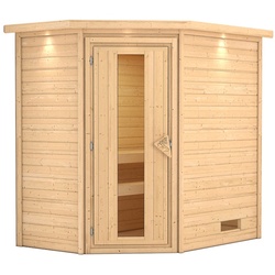 Karibu Woodfeeling Sauna Svea - 38 mm -inkl. Dachkranz- Energiesparende Saunatür