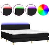 vidaXL Boxspringbett mit Matratze & LED Schwarz 160x200 cm Stoff