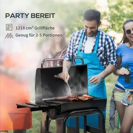 Outsunny Holzkohlegrill Grillwagen schwarz