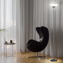 ETC Shop Stehleuchte Stehlampe Deckenfluter Wohnzimmerlampe, Schnurschalter, Metall titanfarben weiß, 1x E27 Fassung, DxH 28x180cm