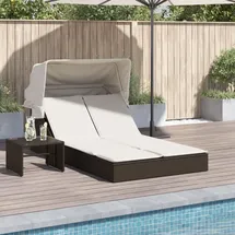 vidaXL Doppel-Sonnenliege 53 x 24 x 110 cm Braun