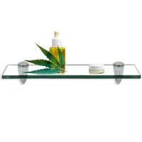 Glasregal Wandregal 40 x 10 x 0,8 cm, Klarglas Glasboden mit Halterungen, Badregal Ablage Hängeregal für Bad, Küche & Wohnzimmer
