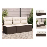 vidaXL Gartenbank Gartensofa mit Kissen 3-Sitzer Braun Polyrattan Außenbereich braun