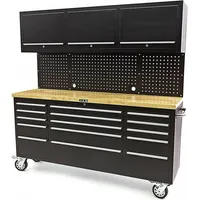 HBM Werkbank mit Schrankwand und Holzplatte 182cm